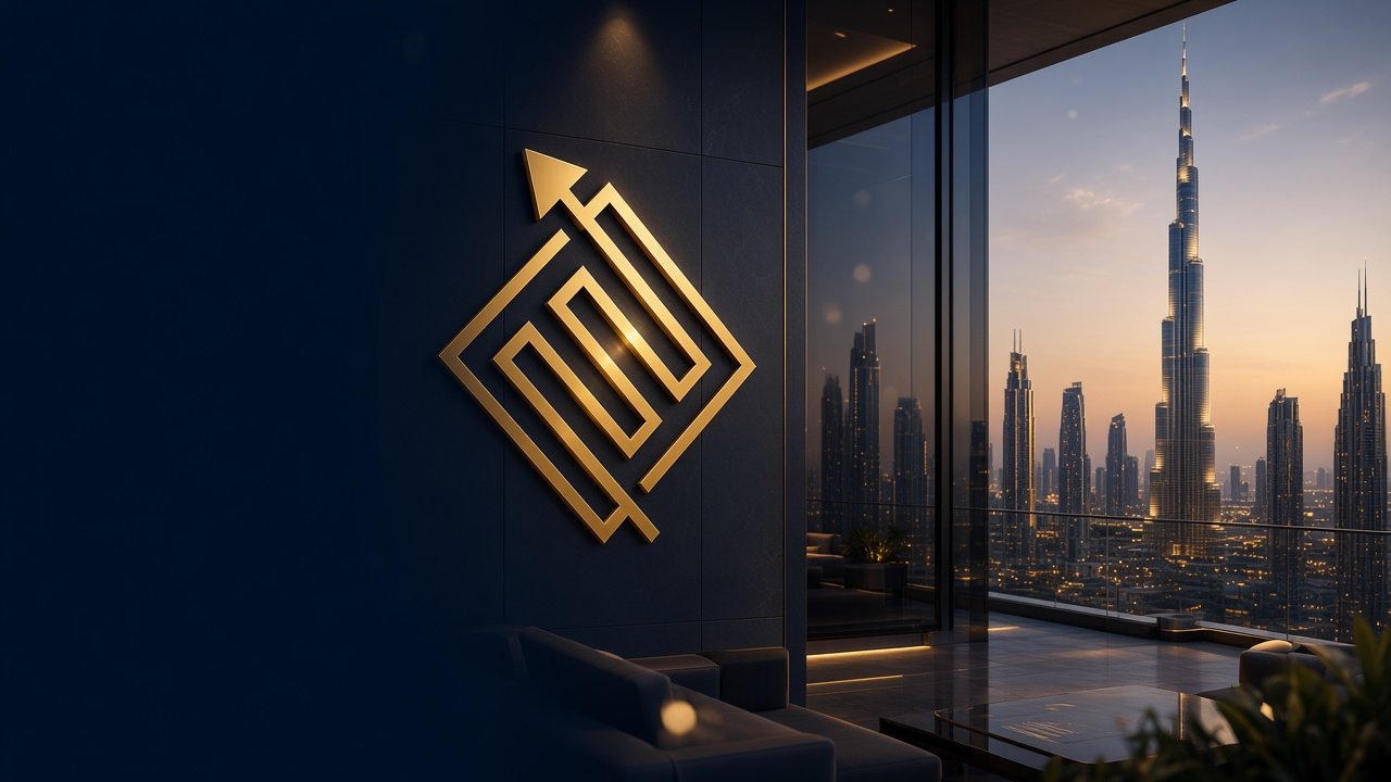 Dubai skyline at dusk with the Future Way gold mark, background for why clients trust Future Way PRO services in Dubai